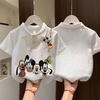 Quần áo trẻ em cotton nguyên chất mùa hè phong cách hoạt hình nam nữ quần áo trẻ em in hình Mickey