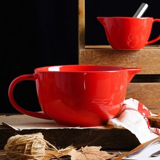 Bát gốm đánh trứng có tay cầm, nắp, miệng sắc, thoát nước, chịu nhiệt cao, dùng gia đình, trộn nướng