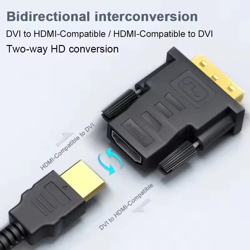 Cáp chuyển đổi tương thích 1080P DVI sang HDMI DVI Nam sang Nữ HDTV Bộ chuyển đổi đầu nối hai chiều cho PC Laptop TV Box