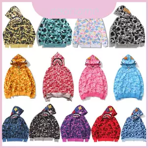 Áo Hoodie Bape sống động in hình cá mập ấm áp dạo phố cho nam nữ