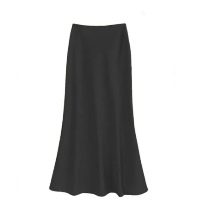 Lan ~ Pháp Tính Khí Váy Satin Acetate Xuân Hè Đuôi Cá Eo Túi Hông Váy Dài Drape Váy Cao Cấp