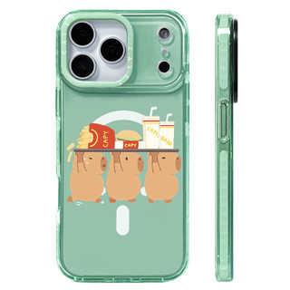 Phim Hoạt Hình Ba Capibara Lift Hamburg Ốp Lưng Sạc Từ Tính Không Dây Tương Thích Cho IPhone 12 13 14 15 16 17 ProMax Cover 17 AIR Silicone Mềm Trong Suốt Ốp Lưng Chống Sốc