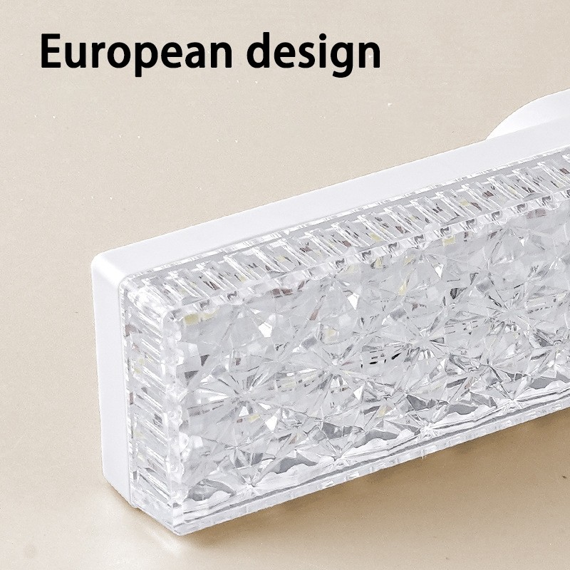Bóng đèn LED dải pha lê 24W Bảo vệ mắt Đèn ba màu có thể điều chỉnh độ sáng AC 220V E27 Ổ cắm trong nhà Đèn tường hình chữ nhật pha lê Acrylic Chiếu sáng trang trí cho gia đình