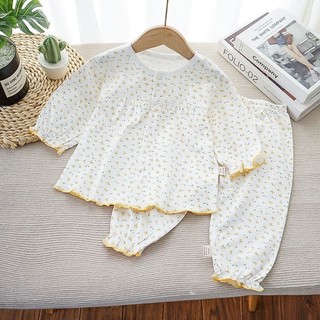 Bộ đồ xẻ tà phong cách phương Tây của bé gái dài tay cotton mỏng nguyên chất kiểu Công chúa nhỏ Quầ