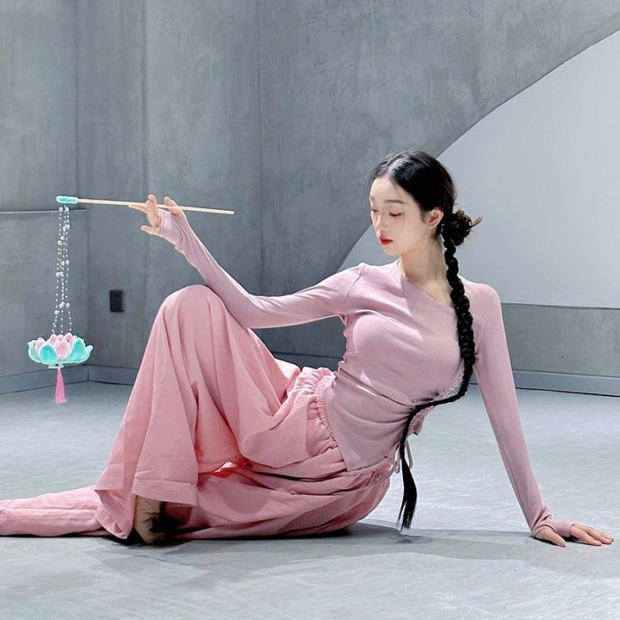 bộ quần áo tập múa cổ điển, bodysuit xuân thu, tay áo kiểu mới, dài tay, áo múa hiện đại cho vũ