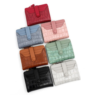 MONICOO Retro Họa Tiết Cá Sấu Ngắn Ví Nữ Mỏng Dung Tích Lớn Nhiều Khe Cắm Thẻ Ví Đựng Tiền Xu Túi Tài Liệu Khóa Ví