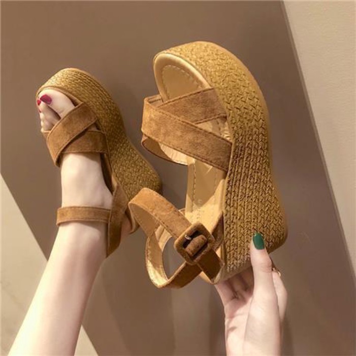 Giày Sandal Nữ Giày Cao Gót Mùa Hè Đế Nêm Nền Tảng Nền Đế Dày Giày La Mã