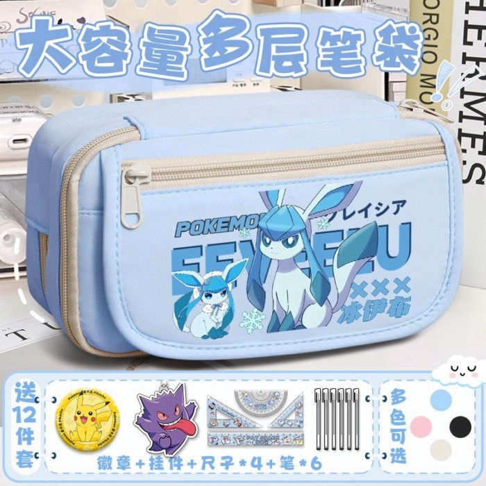 Hộp Đựng Bút Chì Pokémon Hoạt Hình Cô Gái Mới Dung Tích Lớn Trẻ Em Bé Trai Văn Phòng Phẩm Túi Học Sinh Trung Học Cơ Sở Học Sinh Tiểu Học Túi Bút Chì