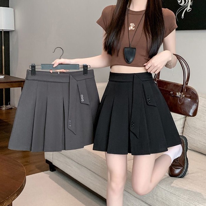 bộ đồ váy xếp li mùa hè mới váy chữ A lưng cao váy ôm váy ngắn đa năng