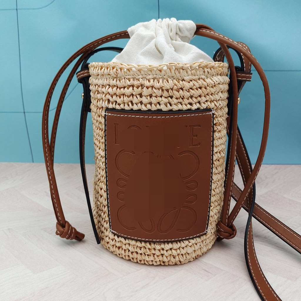 Túi đựng rơm thùng dệt Raffia Túi xách đeo chéo một vai phù hợp cho kỳ nghỉ