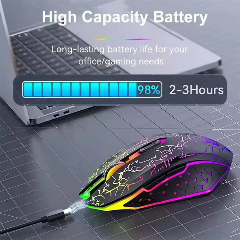 Chuột Chơi Game Không Dây 2.4G Có RGB Sạc Chuột Không Dây USB Bluetooth Đèn Nền Tiện Dụng Silays Euse Cho Laptop Macbook PC Máy Tính Bảng Điện Thoại