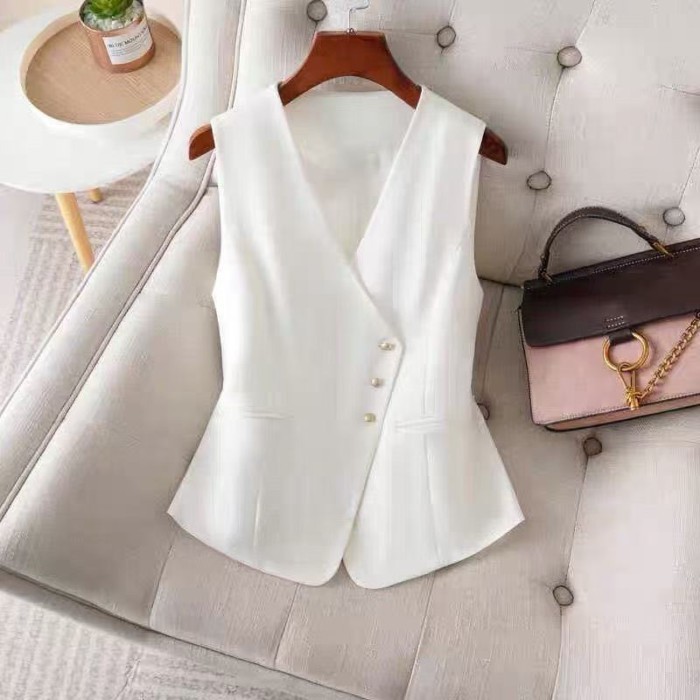 Lan ~ Áo Khoác Sleeveless Mỏng, Phong Cách Xuân Thu Sang Trọng, Thích Hợp Mặc Bên Ngoài Với Áo Vest