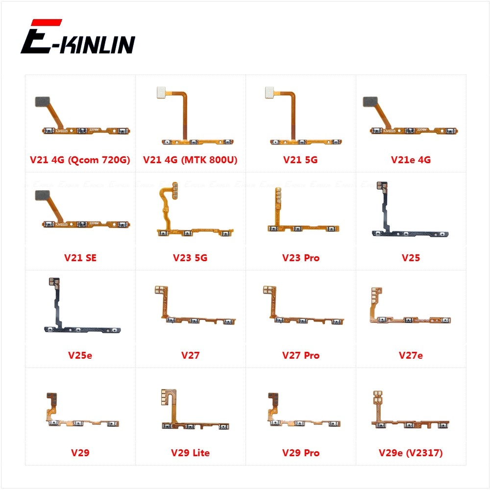 Tắt Tiếng Công Tắc Chìa Khóa Nguồn Ruy Băng Cho Vivo V21 V21e SE V23 V25 V25e V27 V27e V29 V29e Pro Lite Điều Khiển Nút Âm Lượng Cáp Mềm Thay Thế Các Bộ Phận