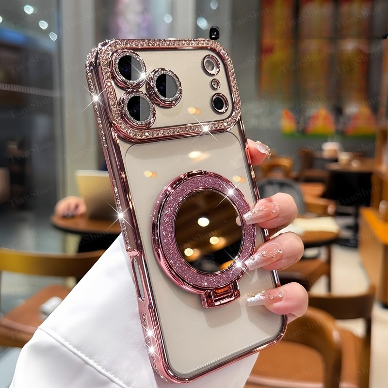 Ốp điện thoại kim cương lấp lánh lấp lánh lấp lánh Tương thích cho iPhone 18 17 16 15 13 14 12 11 Pro Max Plus Đế gương từ tính chống sốc Thiết kế bảo vệ Camera toàn thân cho phụ … – ảnh mô tả chi tiết 9
