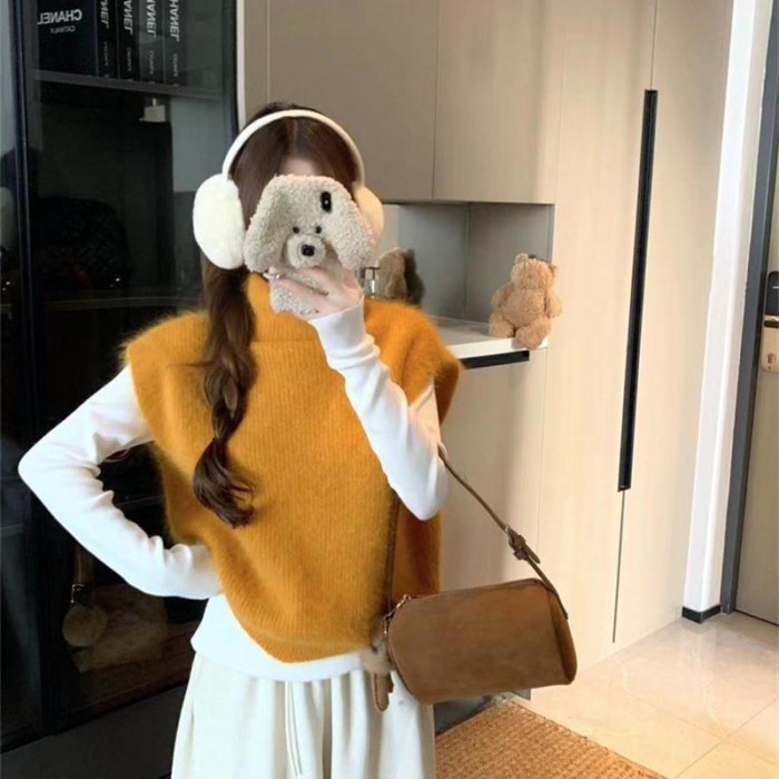 Cổ cao áo lenvest nữ thu đông, thiết kế mới với lớp dày giữ ấm tốt | BigBuy360 - bigbuy360.vn