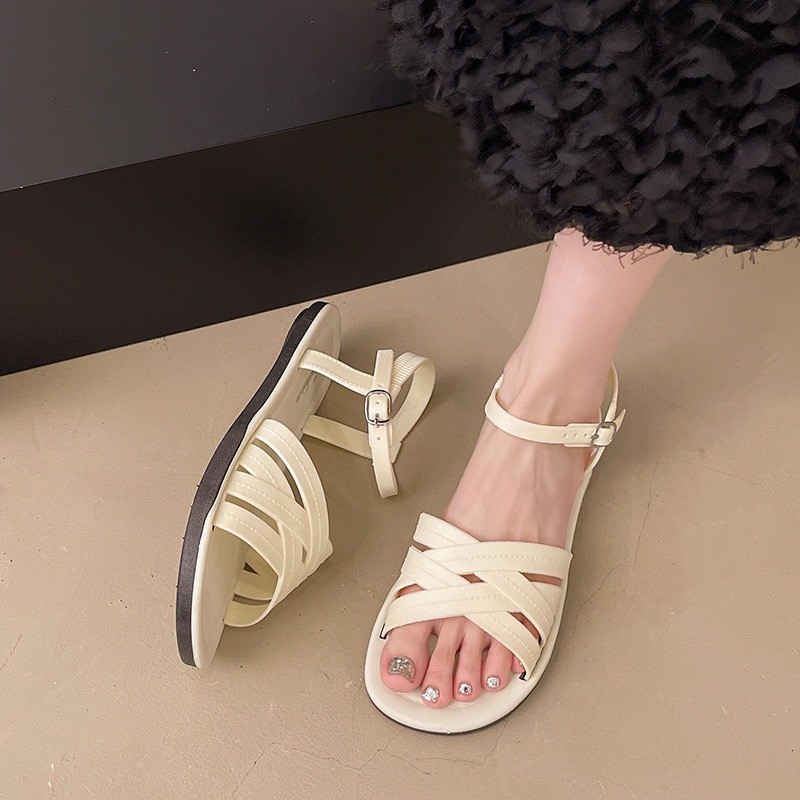 Giày Sandal Đế Bằng Nữ Giày Đi Biển Retro Nữ