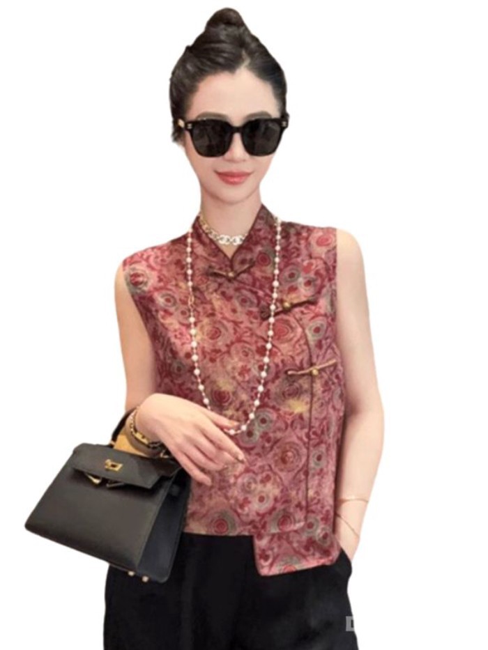 Mùa Hè Phổ Biến Phong Cách Trung Hoa Áo Vest Không Tay Nữ Độc Đáo Và Siêu Đẹp Phong Cách Trung H