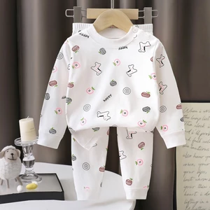 Bộ đồ mặc nhà trẻ em Hàn Quốc Đồ lót tay dài cotton quần Kiểu đồ ngủ thời trang cho bé