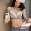 Áo Ngực Liên Mạch Ren Gợi Cảm Cổ Chữ V, Hỗ Trợ Bust Bé Phía Trước, Mềm Mại Không Dây