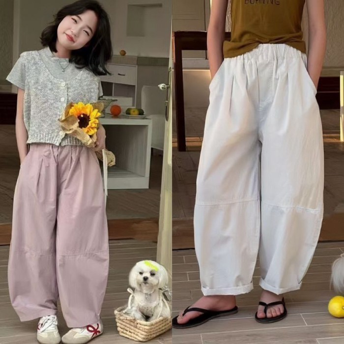 Quần Scimitar Mùa Hè Cho Trẻ Em Mới Phần Mỏng Bé Gái Nhỏ, Vừa Và Lớn Phong Cách Hàn Quốc Quần Ốn