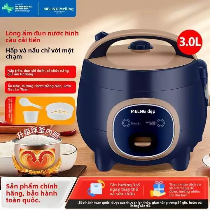 Nồi cơm điện Meiling, nồi cơm điện nhỏ cho gia đình, nồi cơm điện mini đa chức năng, nồi nấu cháo cho ký túc xá, nồi nấu