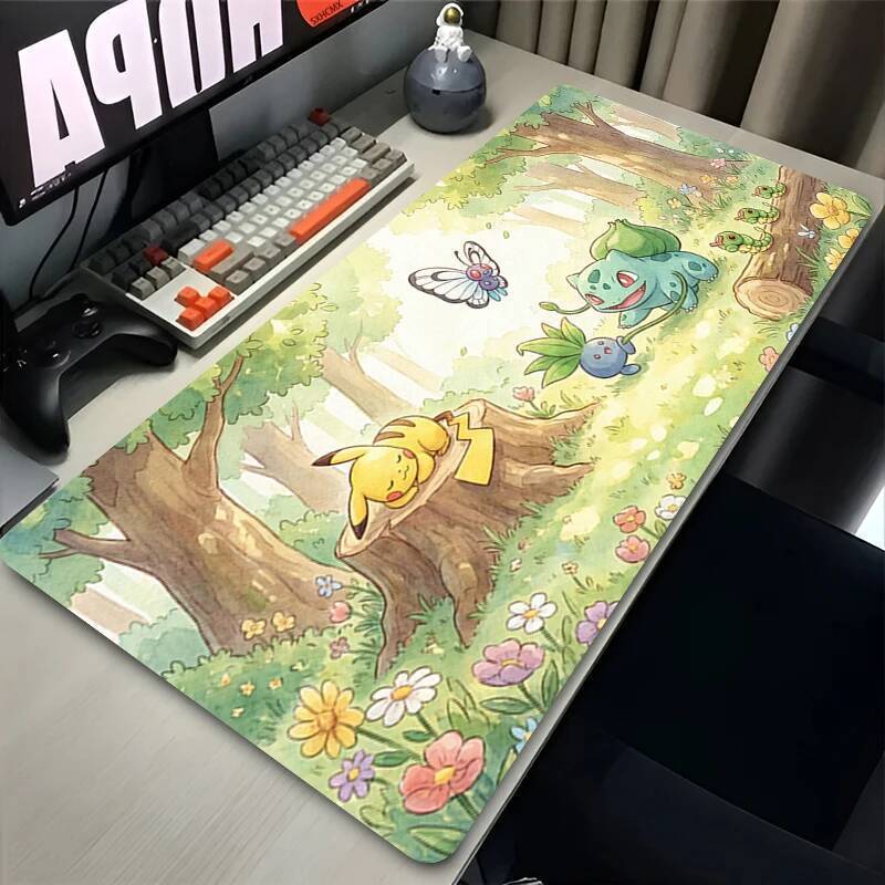 Miếng Lót Chuột Chơi Game PC Phụ Kiện Pikachu Game Thủ Cabiner Bàn Phím Thảm XXL P-pokine Để Bàn Chuột Thảm Thảm Kawaii Cao Su Mousepad