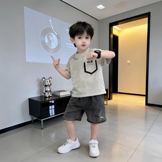 Bộ đồ mùa hè dạo phố bé trai, bộ đồ mùa hè ngắn tay thời trang trẻ em, set đồ hai món thời trang hà