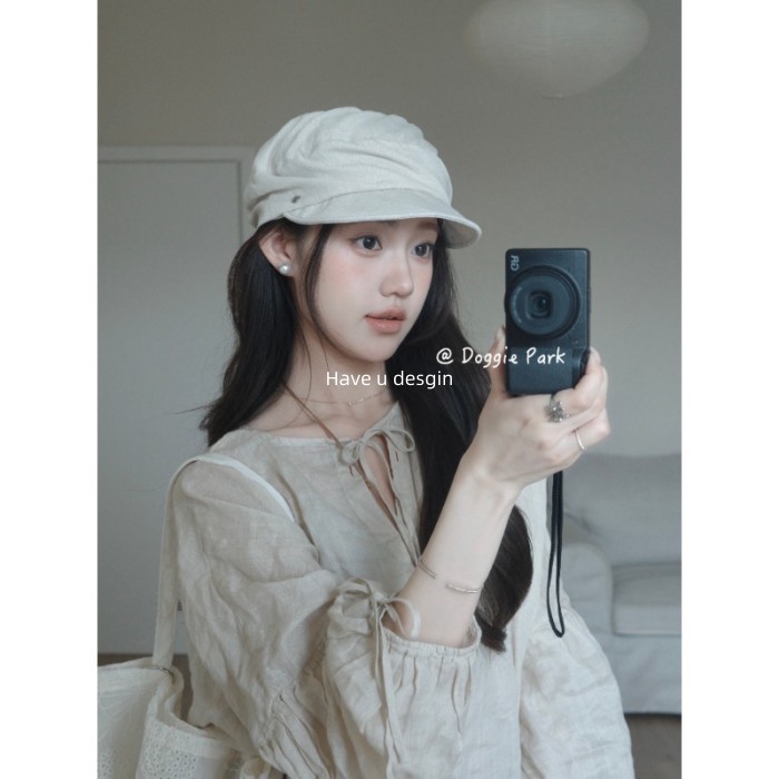 Beret vải lanh cotton phong cách Nhật Bản, thoáng mát cho mùa xuân hè