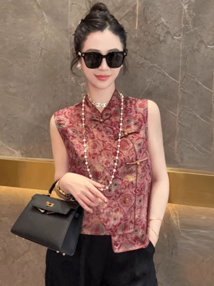 Mùa Hè Phổ Biến Phong Cách Trung Hoa Áo Vest Không Tay Nữ Độc Đáo Và Siêu Đẹp Phong Cách Trung H