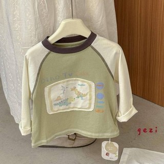 Áo thun dài tay mùa xuân thu in hình hoạt hình trẻ em phong cách phương Tây Áo thun cổ tròn phong c