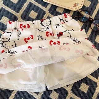 Váy ngắn bé gái, váy bé gái in hình mèo KT toàn thân mùa hè, đa năng và sành điệu, có lớp lót bên t