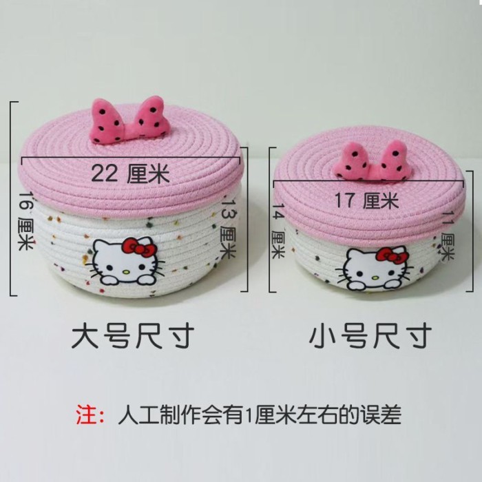 Giỏ đựng đồ để bàn Dễ thương Mèo con Sợi bông dệt Giỏ đựng đồ có nắp để bàn Hộp đựng đồ ăn nhẹ Đồ lặt vặt Giỏ phân loại