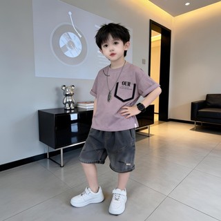 Bộ đồ mùa hè dạo phố bé trai, bộ đồ mùa hè ngắn tay thời trang trẻ em, set đồ hai món thời trang hà