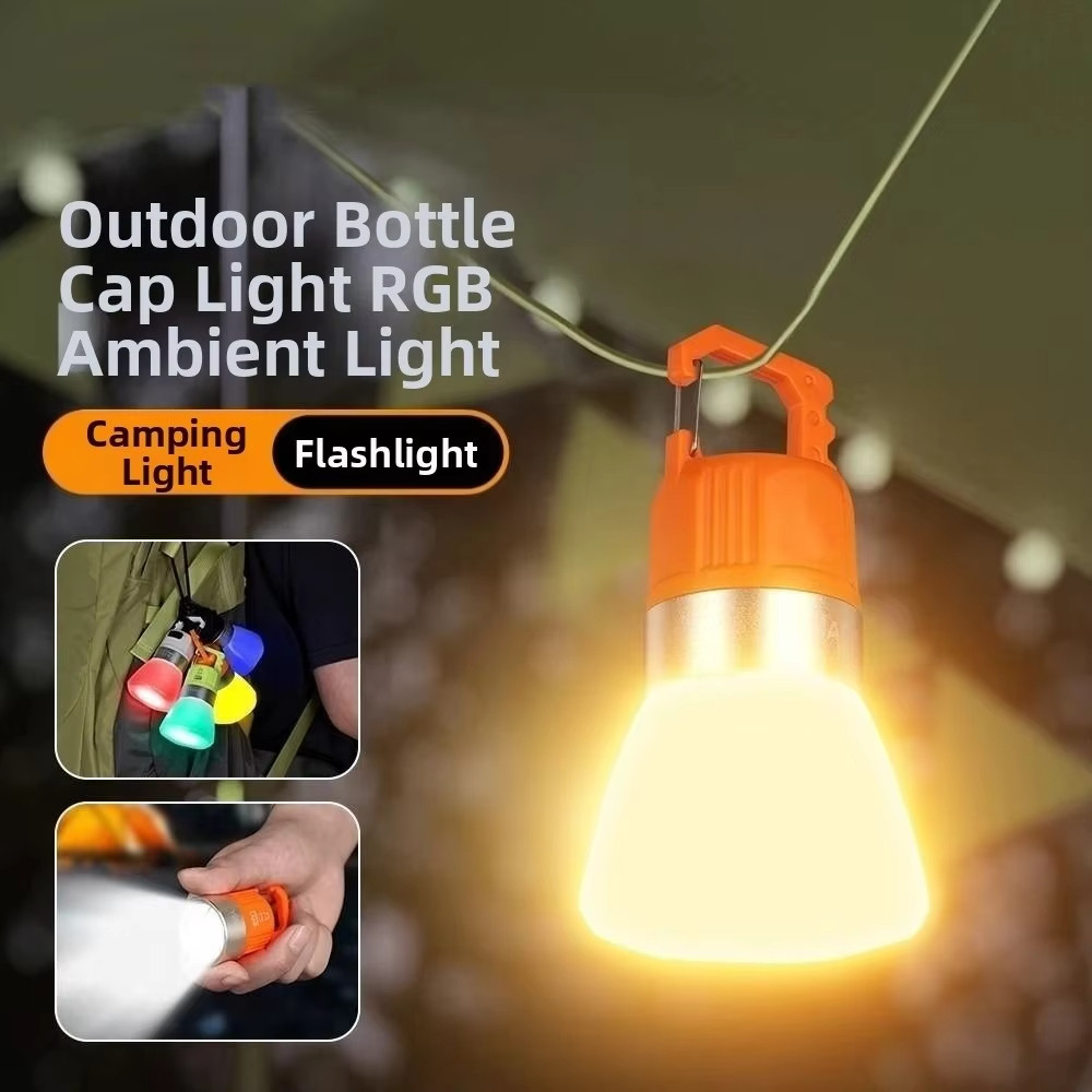 2 Chiếc Nắp Chai RGB Ánh Sáng Type-C, Chống Nước - Đèn Pin Mini cho Cắm Trại và Trang Trí Ramadan