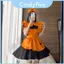 Gothic Dễ Thương Bí Ngô Người Giúp Việc Trang Phục Tiệc Halloween Mũ Đội Đầu Đầm Có