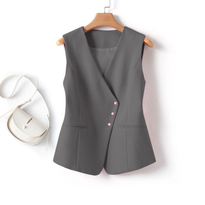 Lan ~ Áo Khoác Sleeveless Mỏng, Phong Cách Xuân Thu Sang Trọng, Thích Hợp Mặc Bên Ngoài Với Áo Vest