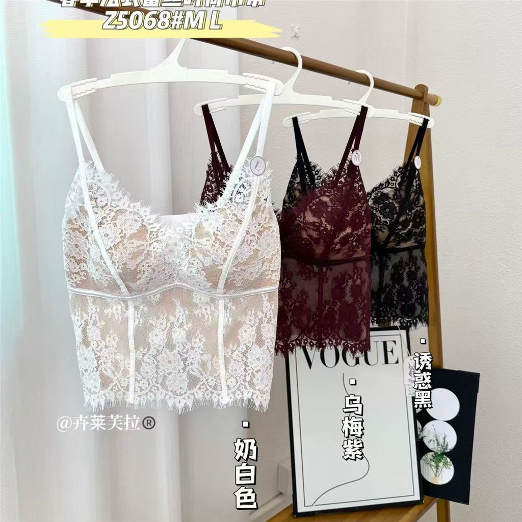 Camisole Phong Cách Mùa Xuân Pháp, Ren Lông Mi, Gợi Cảm