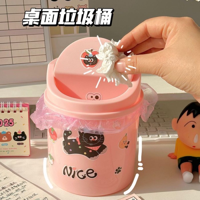 Thùng rác để bàn có thể dễ thương Thùng rác sáng tạo nhỏ có thể để bàn Thùng đựng giấy thải Giỏ có nắp