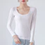 Áo thun dài tay cổ tròn Cotton màu trơn cho mùa xuân và mùa thu