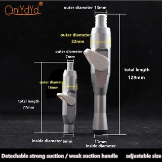 Nha khoa Có Thể Tháo Rời Nhôm Mạnh & Yếu Tay Cầm Hút Van Nước Bọt Miệng Ejector Tay Cầm Kim Loại Có Thể Điều Chỉnh Công Tắc