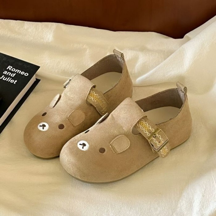 Giày lười Birkenstock nữ trọn gói, giày trắng, giày lười hình gấu dễ thương