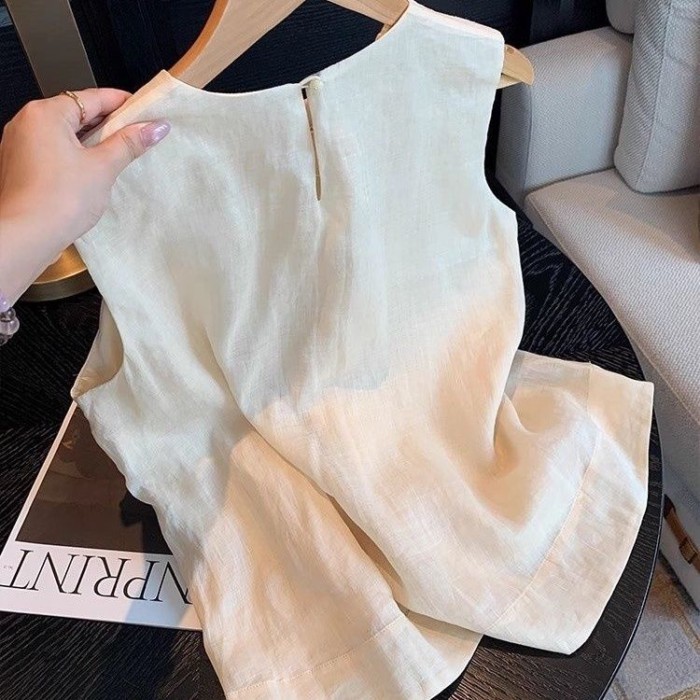 Áo Vest Thêu Hoa Trung Quốc Không Tay Mùa Hè Nữ Phong Cách Mới Retro Siêu Cổ Tròn Cổ Tính Khí Áo