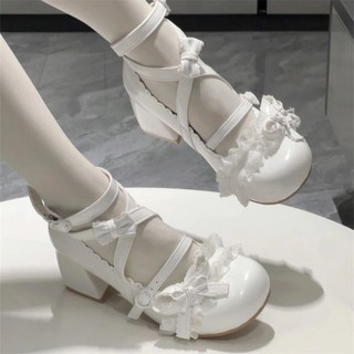 Throbbing Tình Yêu Bài Thơ Ngón Tròn Ren Ba Hố Phù Hợp Với Mary Jane Hàng Ngày Mềm Mại Cô Gái Dễ Thương lo Giày