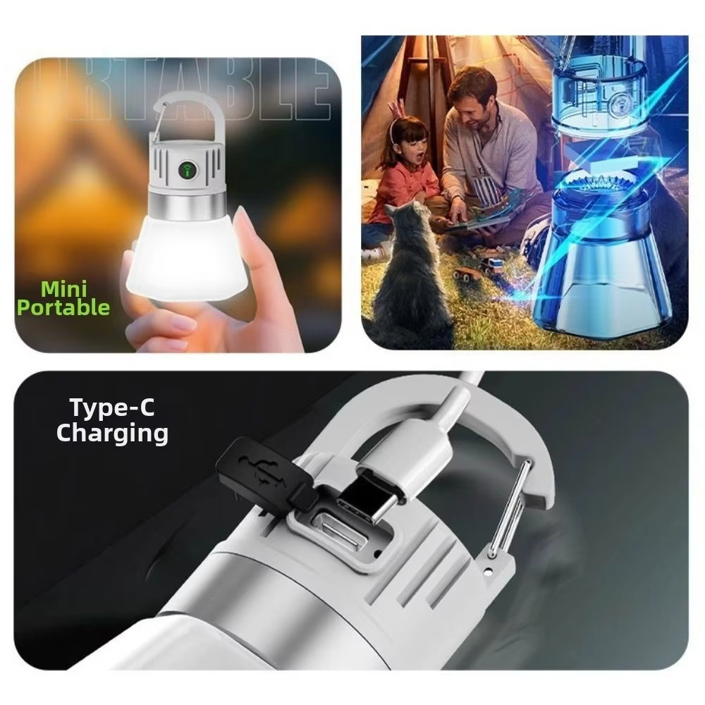 2 Chiếc Nắp Chai RGB Ánh Sáng Type-C, Chống Nước - Đèn Pin Mini cho Cắm Trại và Trang Trí Ramadan