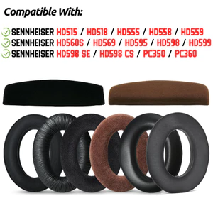 Dành cho tai nghe Sennheiser HD515/518/555/558/559/560s/569/595/598/598SE/598CS/599/PC350/360: đệm thay thế bọt biển