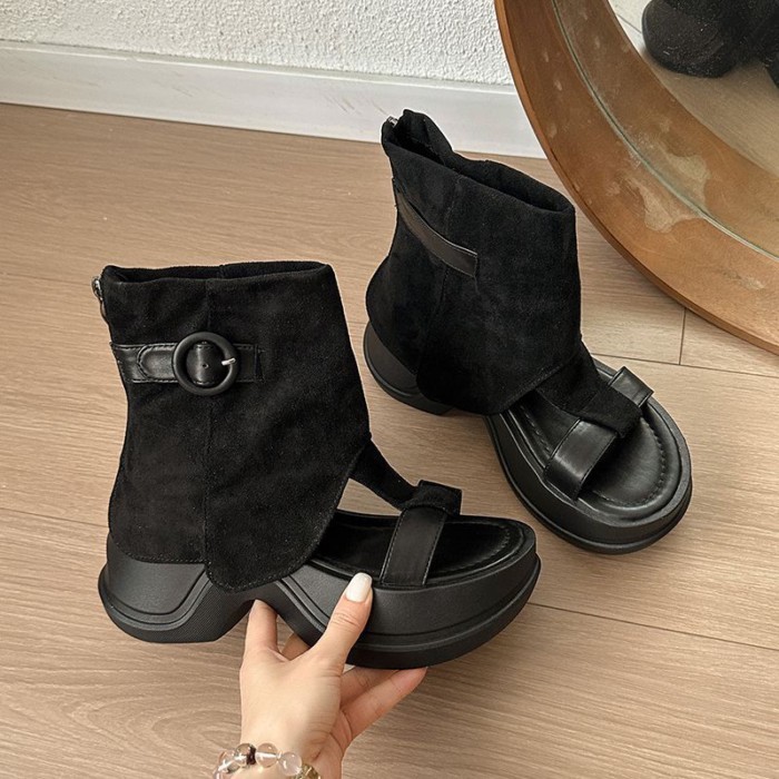 Giày sandal La Mã thể thao đế dày dành cho áo khoác ngoài mùa hè dành cho nữ, Giày đi biển tăng chi
