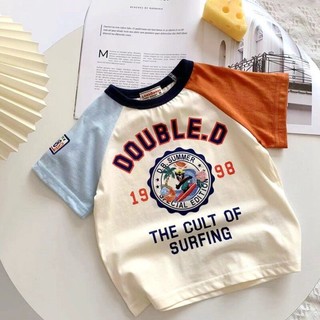 Áo thun cotton ngắn tay nguyên chất dành cho trẻ em vừa và nhỏ in hoạt hình áo mùa hè cho bé đáy qu