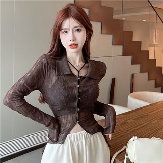 Áo Sơ Mi Mỏng Mùa Hè Nữ Niche Slim Áo Sơ Mi Dài Tay Mới Top