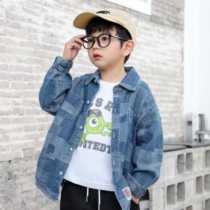 Áo khoác denim bé trai Hàn Quốc mới Áo khoác thời trang xuân thu Đồ trẻ em thoải mái
