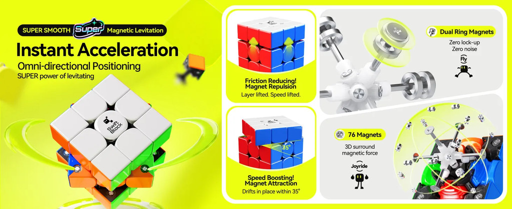GAN Swift Block 355S 3x3 Super Maglev UV Speed Cube Smooth Puzzle Toys ...